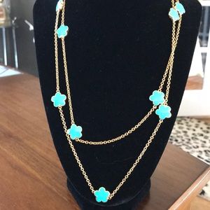 Gold Tone and Turquoise color 36 inch Necklace